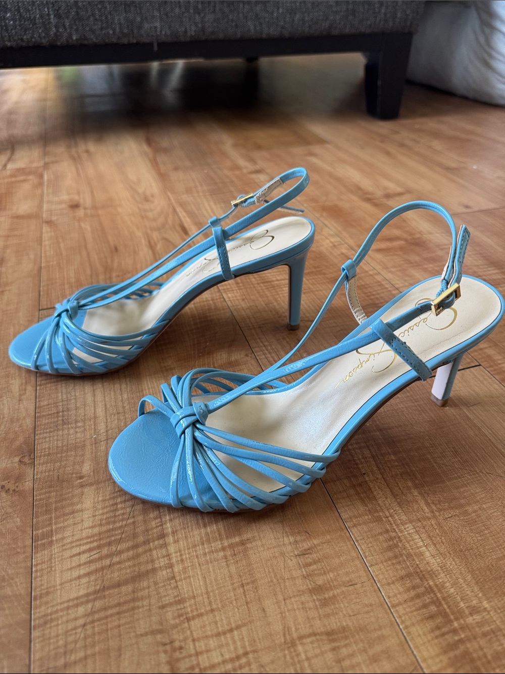 Jessica Simpson Sky Blue Strappy Slingback Heels